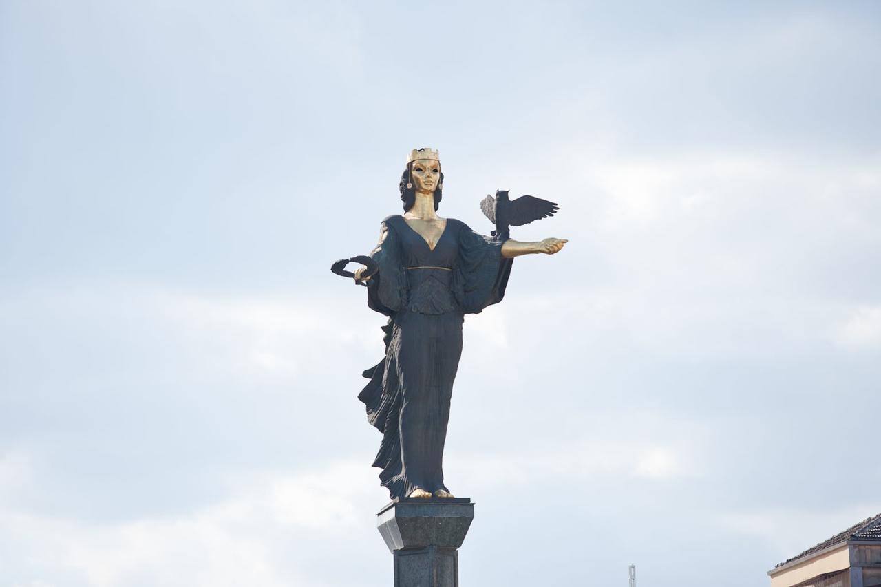 Grand Hotel Sofia Exterior photo Statue of the Virgin Mary